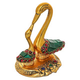 Load image into Gallery viewer, Webelkart Premium Kissing Duck Showpiece for Home,Golden Swan Couple Showpiece for Home |Stone Work | Elegant Tabletop Statue for Living Room, Bedroom, &amp; Gift Purpose and Office Decor(5" Inches)