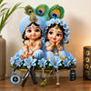 Load image into Gallery viewer, Webelkart Premium Cute Radha Krishna Key Holder for Home/Office Decor | 3D UV Printed Wooden Key Hanger Decorative Key Chain Holder (10 x 10 Inches (Sky Blue)
