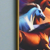 Load image into Gallery viewer, Webelkart Beautiful Seven Running Horses Wall Painting With Frame For Wall Vastu UV Print, Sunset Background Canvas Painting,Seven Horse Large Decorative Painting for Home Living Room (18" Inches)
