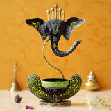 Load image into Gallery viewer, Webelkart Premium Iron Lord Ganesh Tealight Candle Holder for Home and Pooja Decor (12 in, Multicolor)