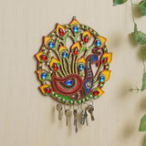 गैलरी व्यूवर में इमेज लोड करें, Webelkart Premium Beautiful Peacock Wooden Key Holder for Home and Office Decor - papermache Key Holder for Gift for Home Opening Ceremony (12&quot; in x 12&quot; in, Multicolor)