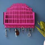 गैलरी व्यूवर में इमेज लोड करें, Webelkart Premium Hawamahal Shape Keys Hanger Wooden Key Holder for Home/Office Decor, Key Holder for Wall Decor Key Stand Holder (13&quot; Inches) Pink