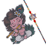 गैलरी व्यूवर में इमेज लोड करें, Webelkart Beautiful Rakhi For Brother With Cute Krishna Fridge Magnet, Roli Chawal Pack Bottles Rakshabandhan Gift Card Hamper,Rakhi For Kids