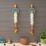 गैलरी व्यूवर में इमेज लोड करें, JaipurCrafts Premium Multicolor Lotus Wall Hanging |Lotus Back Drop Hanging | Wall Decor |Temple Decor Wall Hanging Home and Office Decor (Set of 2) 17&quot; Inches