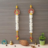 गैलरी व्यूवर में इमेज लोड करें, JaipurCrafts Premium Laxmi Ganesh ji Wall Hanging |Lotus Back Drop Hanging | Wall Decor |Temple Decor Wall Hanging Home and Office Decor (Set of 2) 17&quot; Inches