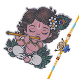 Load image into Gallery viewer, Webelkart Designer Cartoon Rakhi for Brother Rakhi For Kids With Cute Krishna Fridge Magnet,Roli Chawal Pack Bottles Rakshabandhan Gift Card Hamper,Rakhi Gift