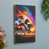 Load image into Gallery viewer, Webelkart Beautiful Seven Running Horses Wall Painting With Frame For Wall Vastu UV Print, Sunset Background Canvas Painting,Seven Horse Large Decorative Painting for Home Living Room (18" Inches)
