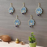Load image into Gallery viewer, JaipurCrafts Premium Blue Lotus Wall Hanging |Lotus Back Drop Hanging | ganpati Decoration Wall Hanging Home and Office Decor (Wood Set of 5) 6&quot; Inches