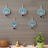 Load image into Gallery viewer, JaipurCrafts Premium Blue Lotus Wall Hanging |Lotus Back Drop Hanging | ganpati Decoration Wall Hanging Home and Office Decor (Wood Set of 5) 6&quot; Inches