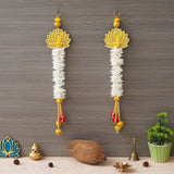 Load image into Gallery viewer, JaipurCrafts Premium Yellow and Gold Lotus Wall Hanging |Lotus Back Drop Hanging | Wall Decor |Temple Decor Home and Office Decor (Set of 2) 17&quot; Inches