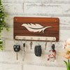 गैलरी व्यूवर में इमेज लोड करें, Webelkart Premium Wooden Key Holder for Wall | Decorative Feather Design Key Hanger with 6 Hooks | Wall Mounted Key Organizer for Home, Office, Entrance &amp; Living Room (10" Inches)