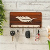 गैलरी व्यूवर में इमेज लोड करें, Webelkart Premium Wooden Key Holder for Wall | Decorative Feather Design Key Hanger with 6 Hooks | Wall Mounted Key Organizer for Home, Office, Entrance &amp; Living Room (10" Inches)