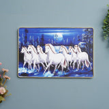 Load image into Gallery viewer, Webelkart Seven Running White Horses Wall Painting With Frame For Wall Vastu UV Print, Sunset Background Canvas Painting,Seven Horse Large Decorative Painting for Home Living Room (18" Inches)