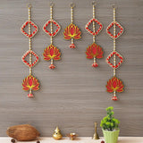 Load image into Gallery viewer, JaipurCrafts Handmade Lotus Door Wall Hanging |Toran Bandhanwar| Wall Hanging Door Hanging for Diwali/Toran for Door Set of 5 (20x4) Inch Multicolor