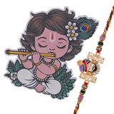Load image into Gallery viewer, Webelkart Premium Rakhi For Brother With Cute Krishna Fridge Magnet, Roli Chawal Pack Bottles Rakshabandhan Gift Hamper,Rakhi For Kids