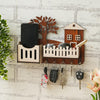 Load image into Gallery viewer, Webelkart Beautiful Wooden House Keys Hanger for Home Decor, Key Holder with Mobile Charging and Remote Stand for Home/Office Decor, Key Holder for Wall Decor (12" Inches)