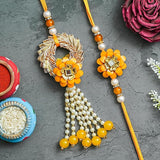 Load image into Gallery viewer, Webelkart Premium Rakhi Combo Set for Brother and Bhabhi Premium Lumba Rakhi,Raksha Bandhan Gift,Couple Bracelet Set For Bhaiya Bhabhi,Brother,Rakshabandhan Gift