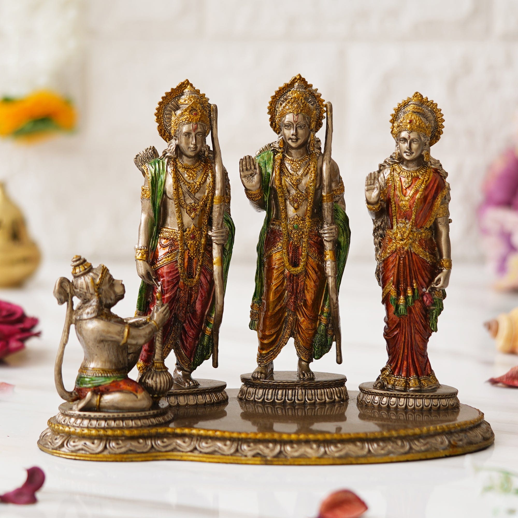 Darbar Ragam JaipurCrafts Premium Bronze Finish Ram Darbal Idol Statue Showpiece for ...