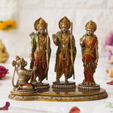 गैलरी व्यूवर में इमेज लोड करें, JaipurCrafts Premium Bronze Finish Ram Darbal Idol Statue Showpiece for Home Decor | Ram Darbar Murti | Ram Parivar Statue for Home Decor (9 Inches, ColdCast Resin)