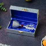 Load image into Gallery viewer, Webelkart Premium HandiCrafted Peacock Silver Plated Pooja Bell with Rudraksha with Box for Home/Office Decor/Brass Hand Puja Bell/Ghanti Pooja Bell (5.5&quot; Inches)