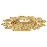Load image into Gallery viewer, Webelkart Premium Diya Shape Gold Polish Decorative Flower Urli Bowl for Home Decor Diwali Decor Tea Light Candles Home,Office and Table Decor| Diwali Decoration Items (13 Inches)