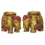 Load image into Gallery viewer, Webelkart Elephant Tealight Candle Holder Set of 2 – Decorative Elephant Candle Stand for Home Décor, Pooja &amp; Festive Decoration,Diwali Decor Item Home Decor Item