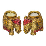 Load image into Gallery viewer, Webelkart Elephant Tealight Candle Holder Set of 2 – Decorative Elephant Candle Stand for Home Décor, Pooja &amp; Festive Decoration,Diwali Decor Item Home Decor Item
