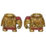 Load image into Gallery viewer, Webelkart Elephant Tealight Candle Holder Set of 2 – Decorative Elephant Candle Stand for Home Décor, Pooja &amp; Festive Decoration,Diwali Decor Item Home Decor Item