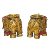 Load image into Gallery viewer, Webelkart Elephant Tealight Candle Holder Set of 2 – Decorative Elephant Candle Stand for Home Décor, Pooja &amp; Festive Decoration,Diwali Decor Item Home Decor Item