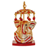 Load image into Gallery viewer, Webelkart Premium Ganesh Idol for Car Dashboard with Umbrella Decorative Showpiece, Ganpati Idol for Cars | Ganesha Murti for Pooja Decor Home Decor Item (3.74" Inches)
