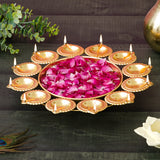 Load image into Gallery viewer, Webelkart Premium Diya Shape Gold Polish Decorative Flower Urli Bowl for Home Decor Diwali Decor Tea Light Candles Home,Office and Table Decor| Diwali Decoration Items (13 Inches)