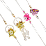 गैलरी व्यूवर में इमेज लोड करें, Webelkart Combo Of 4 Lumba Rakhi Set For Bhaiya Bhabhi | Rakhi for Brother Bhabhi And Kids Rakhi Lumba Floral Rakhi | Rakhi Gifts, Rakhi for Sister (Model-1)