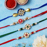 Load image into Gallery viewer, Webelkart Combo Of 4 Lumba Rakhi Set For Bhaiya Bhabhi | Rakhi for Brother Bhabhi And Kids Rakhi Lumba Floral Rakhi | Rakhi Gifts, Rakhi for Sister (Model-6)