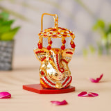 Load image into Gallery viewer, Webelkart Premium Ganesh Idol for Car Dashboard with Umbrella Decorative Showpiece, Ganpati Idol for Cars | Ganesha Murti for Pooja Decor Home Decor Item (3.74" Inches)