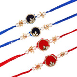 गैलरी व्यूवर में इमेज लोड करें, Webelkart Combo Of 4 Lumba Rakhi Set For Bhaiya Bhabhi | Rakhi for Brother Bhabhi And Kids Rakhi Lumba Floral Rakhi | Rakhi Gifts, Rakhi for Sister (Model-9)