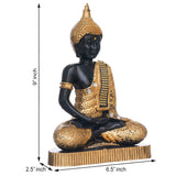 गैलरी व्यूवर में इमेज लोड करें, JaipurCrafts Premium Meditating Sitting Gautam Buddha Idol Statue Showpiece for Home and Living Room (Black and Gold)