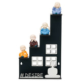 Load image into Gallery viewer, Webelkart Set of 4 Decorative Adorable Buddha Monk Figurines with Wooden Stand for Wall Decor Handcrafted SHOWPIECE Special Gifting,Crafting for Your Living Room,(Monk with Steair Stand (13&quot; Inches)