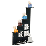 Load image into Gallery viewer, Webelkart Set of 4 Decorative Adorable Buddha Monk Figurines with Wooden Stand for Wall Decor Handcrafted SHOWPIECE Special Gifting,Crafting for Your Living Room,(Monk with Steair Stand (13&quot; Inches)