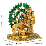 Load image into Gallery viewer, Webelkart Premium Metal Radha Krishna Idol with Cow Showpiece for Home/Office Decor| Radha Krishna Statue | Radha Krishna Murti for Temple Decor Pooja Article Decoration Item (4.15&quot; Inches)