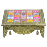 Load image into Gallery viewer, Webelkart Premium Multi Designer Handmade Wooden Rajwadi Chowki/Patla for Home Decor | Wooden patla for puja, Pooja chowki for Diwali Decoration (15&quot;x15&quot; Inches Multi)