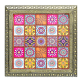 Load image into Gallery viewer, Webelkart Premium Multi Designer Handmade Wooden Rajwadi Chowki/Patla for Home Decor | Wooden patla for puja, Pooja chowki for Diwali Decoration (15&quot;x15&quot; Inches Multi)