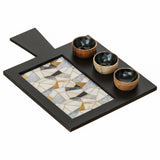 Load image into Gallery viewer, Webelkart Antique Enamel Coated Wood Serving Trays and Platters with 3 Dip Bowls Set,Decorative Wooden Serving Platter,Tabletop Living Room Platter Diwali Decoration Item for Home (14&quot; Inches)