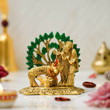 Load image into Gallery viewer, Webelkart Premium Metal Radha Krishna Idol with Cow Showpiece for Home/Office Decor| Radha Krishna Statue | Radha Krishna Murti for Temple Decor Pooja Article Decoration Item (4.15&quot; Inches)