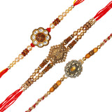 Load image into Gallery viewer, Webelkart Set Of 3 Rakhi For Brother Bhabhi With Riddhi-Siddhi Sticker for Home Decor | Rakhi For Bhaiya Bhabhi | Rakhi For Brother Sister Kids Rakhi With Roli Chawal Best Wishes Card