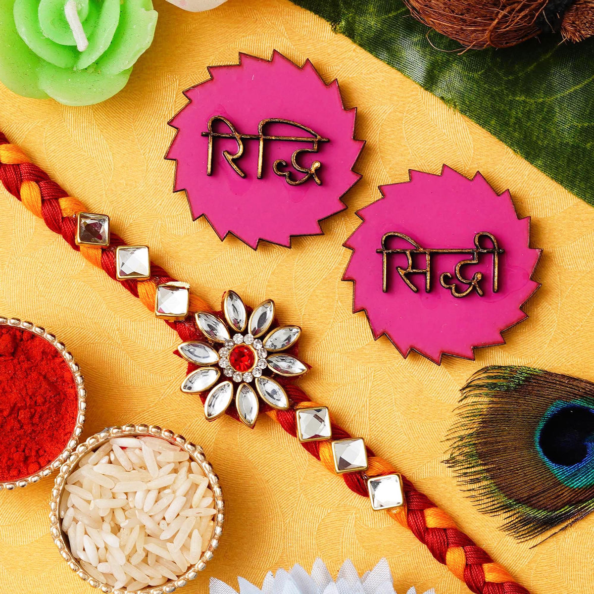 Webelkart Premium Stone Rakhi For Brother With Riddhi-Siddhi Sticker ...