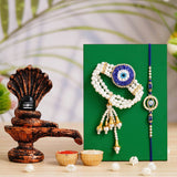 Load image into Gallery viewer, Webelkart Designer 2 Rakhi For Bhaiya Bhabhi With Shivling Statue Idol, Mahadev Murti for Home Decor | Rakhi For Brother And Bhabhi | Rakhi For Kids | Lumba Rakhi