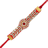 Load image into Gallery viewer, Webelkart Premium Stone Rakhi For Bhaiya Bhabhi With Shubh Labh Sticker |Rakhi For Brother Bhabhi | Lumba Rakhi for Bhabhi |Rakhi For Brother and Sister Kids Rakhi Gift