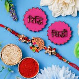 Load image into Gallery viewer, Webelkart Premium Rakhi Combo For Brother Bhabhi With Riddhi-Siddhi Sticker for Home Decor | Rakhi For Bhaiya Bhabhi |Lumba Rakhi For Bhabhi |Kids Rakhee