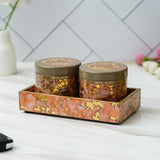 Load image into Gallery viewer, Webelkart Antique Enamel Coated Air Tight Dry Fruit 2 Container With 1 Tray with Lid For Table Top Home Decor Dry Fruit Box,Serving Tray/Box Container For Table Decor Home Decoration Item (8" Inches)