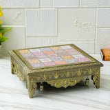 Load image into Gallery viewer, Webelkart Premium Multi Designer Handmade Wooden Rajwadi Chowki/Patla for Home Decor | Wooden patla for puja, Pooja chowki for Diwali Decoration (15&quot;x15&quot; Inches Multi)